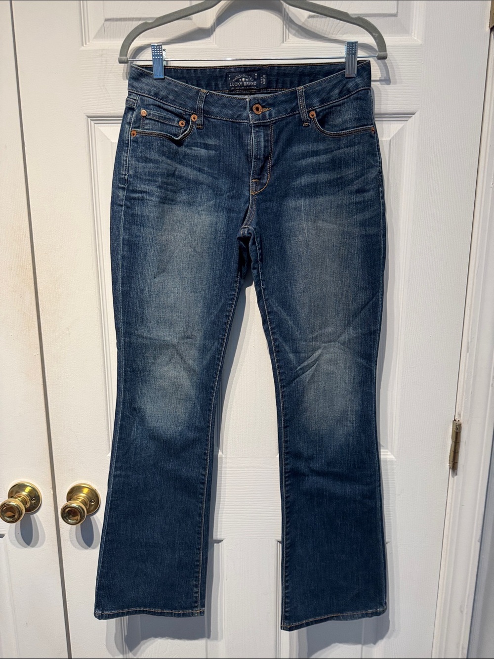 Lucky Brand Medium-Dark Blue Ankle Jeans with Contrast Stitching